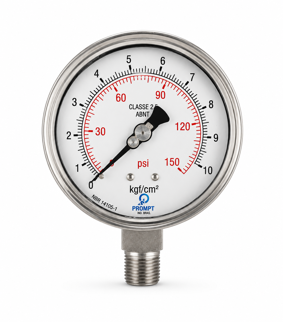 Manômetro Industrial Analógico em Aço Inoxidável
